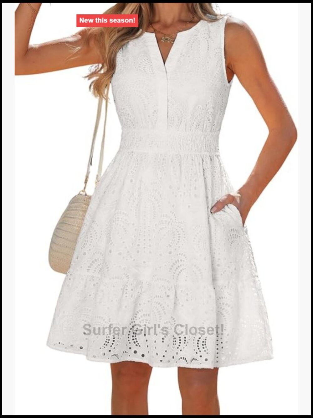 Sleeveless V-Neck A-Line Mini Sun Dress with Pockets